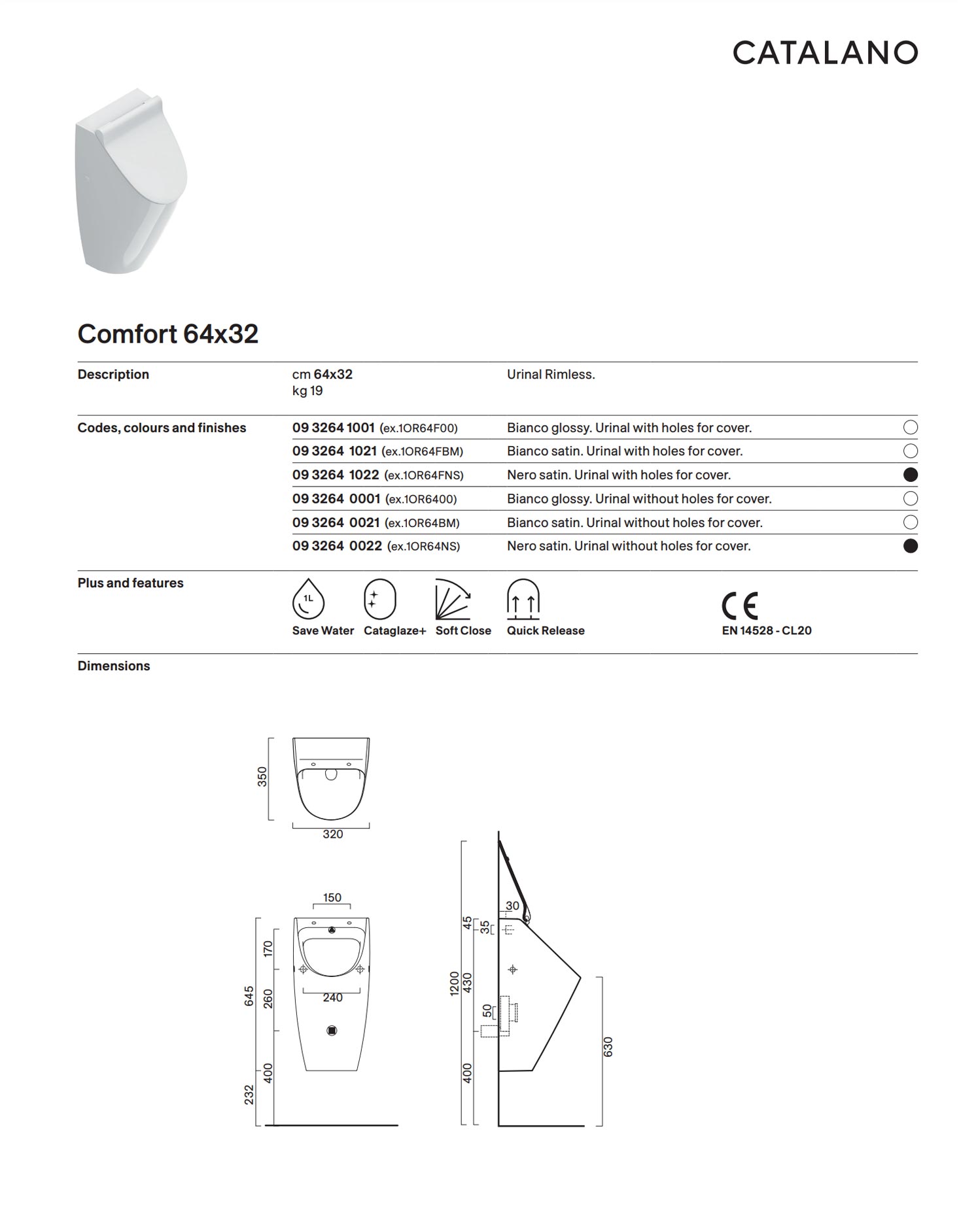 Urinal 64 satin white [0932641021]