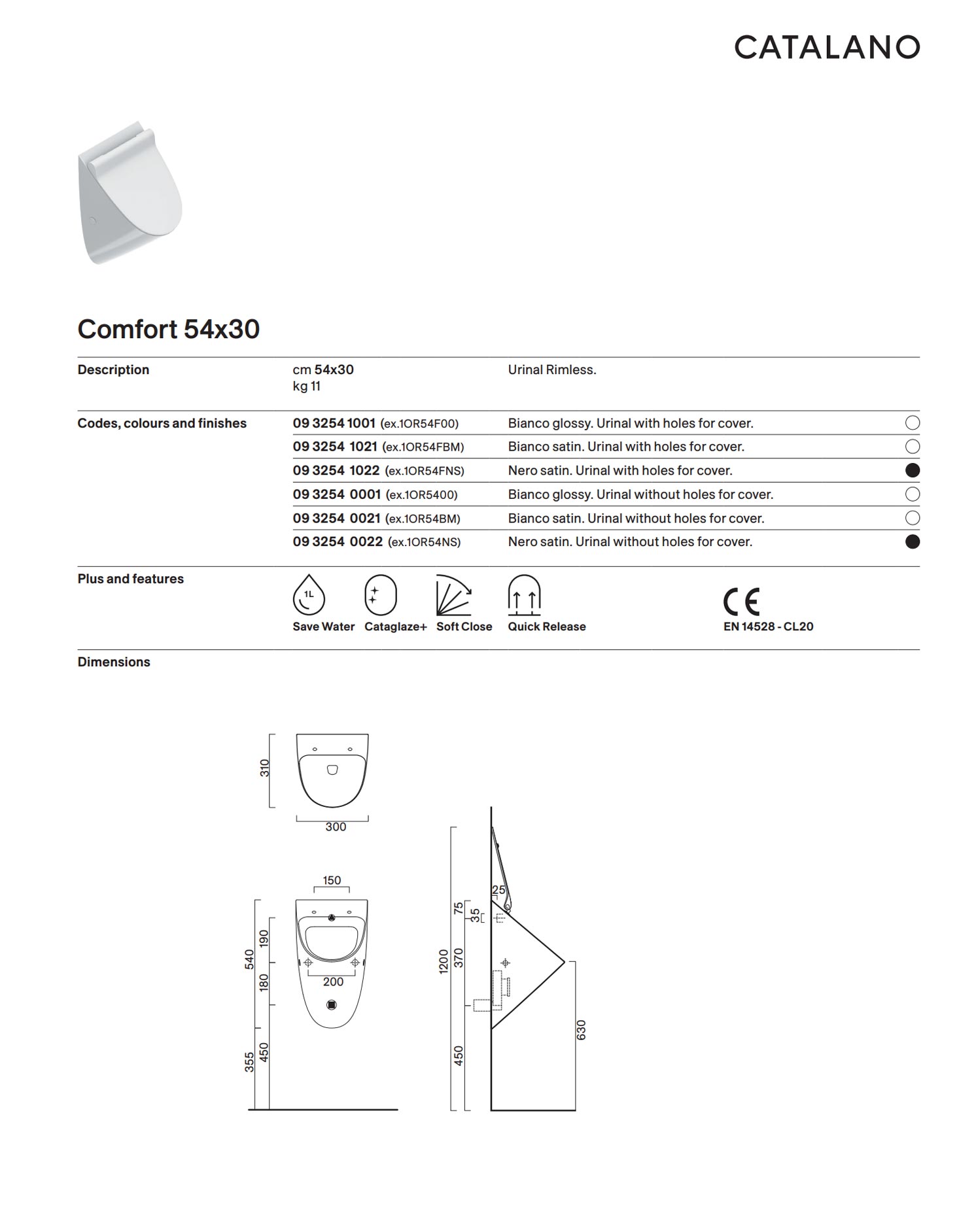 Urinal 54 satin white [0932541021]